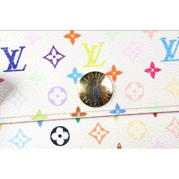 Louis Vuitton X Takashi Murakami White Monogram Multicolore Sarah Wallet - Picture 11 of 12